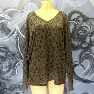 Melon Ruched Tunic Leopard Print Convertible Top | Olive Melon | 3X